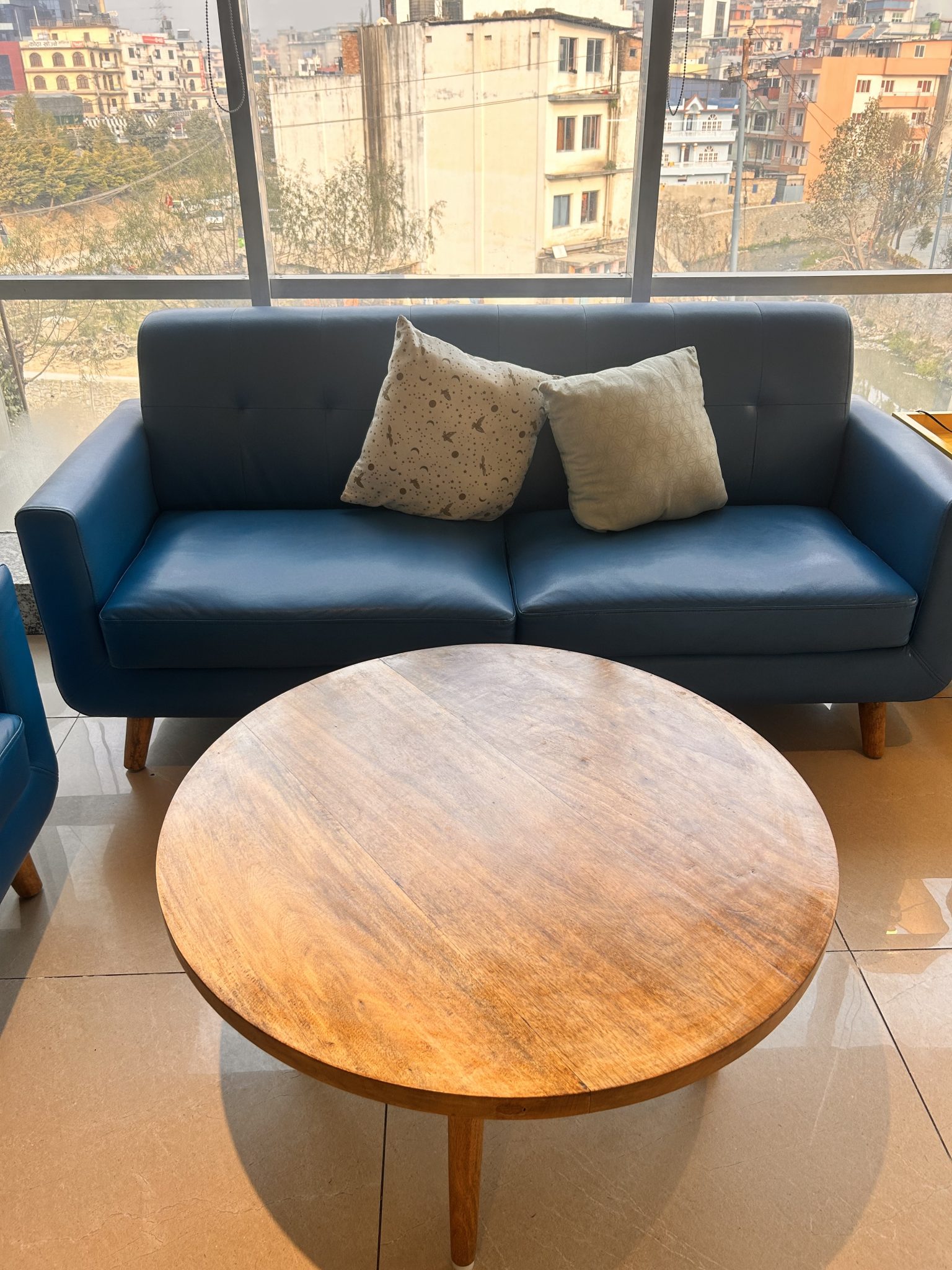 Published Pinterest Pin example for blue sofa styling ideas