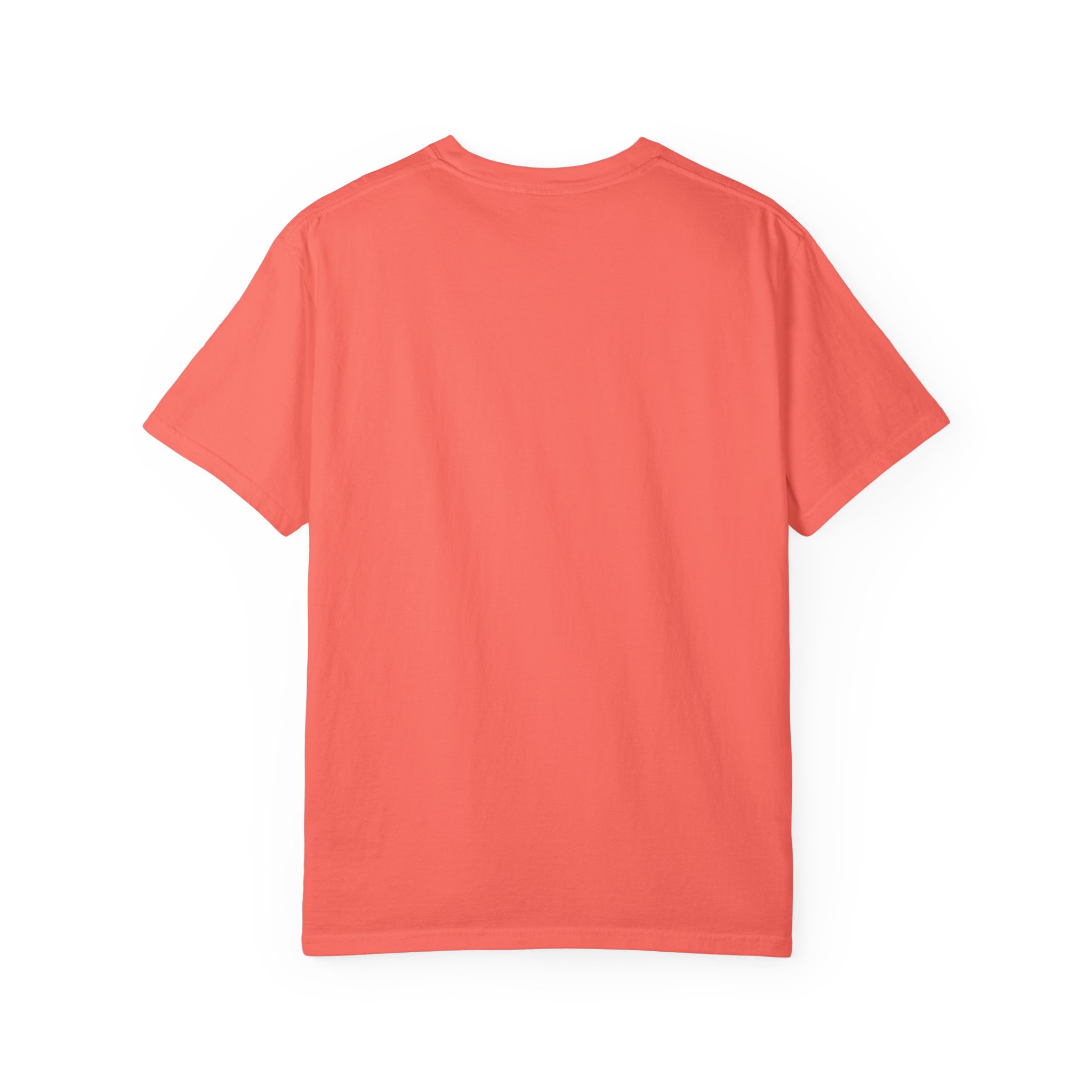 Plain back of the coral Stay Wild T-shirt.
