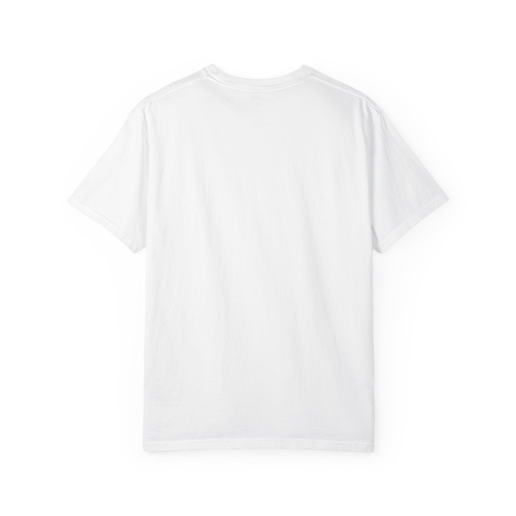 Plain back of the white Go Get ’Em Tiger T-shirt.