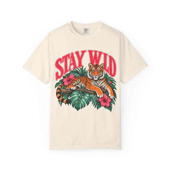 Cream Stay Wild T-shirt, front view.