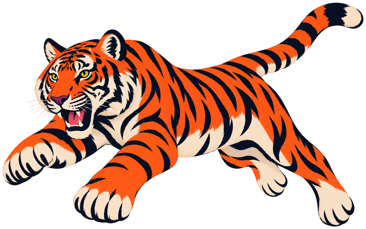 Tiger leaping