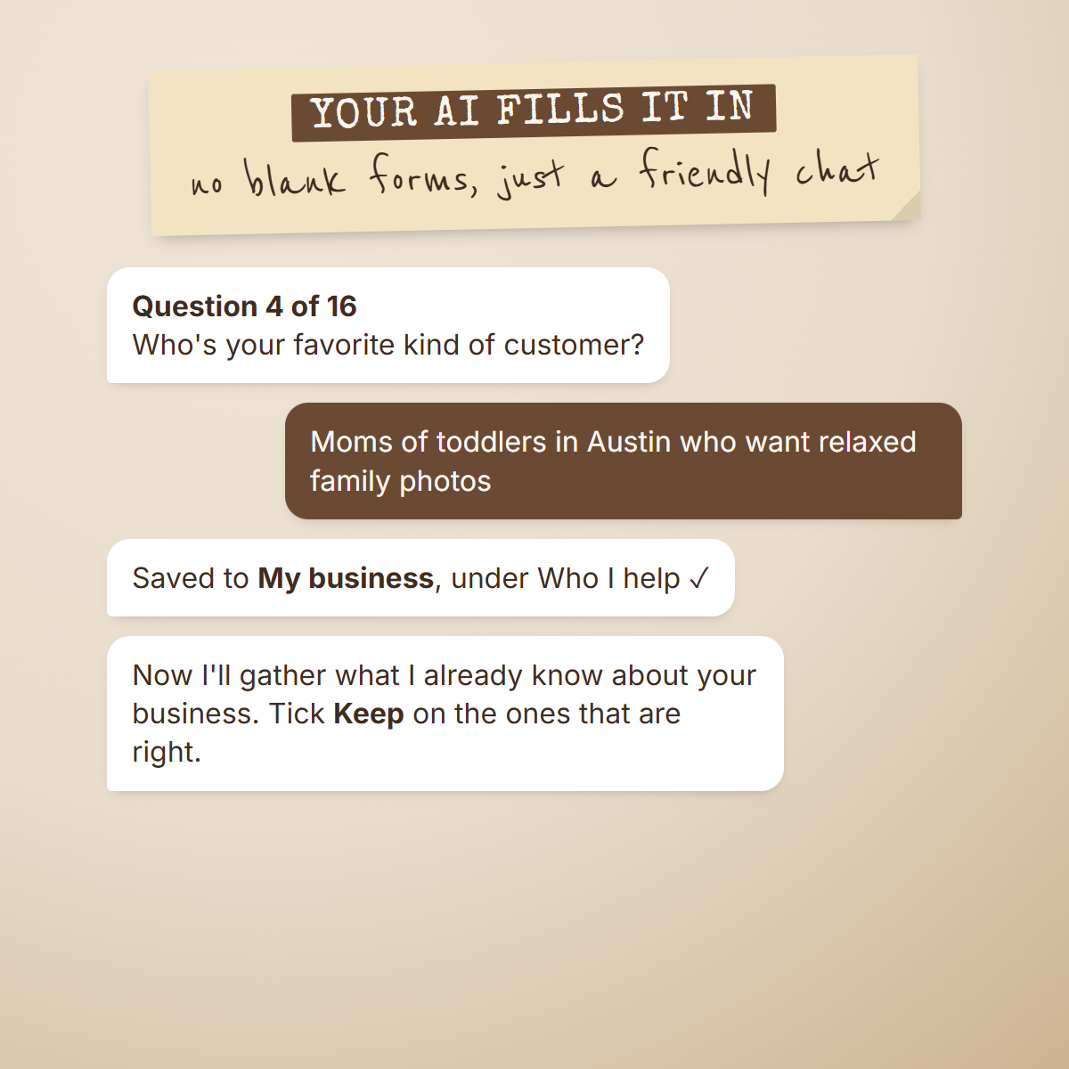 Business Brain: your AI fills it in with a friendly chat interview